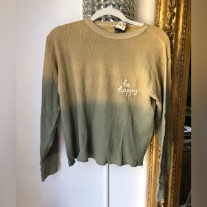 I stole my boyfriends shirt brand Be Happy waffle cotton Ombre Long Sleeve Top